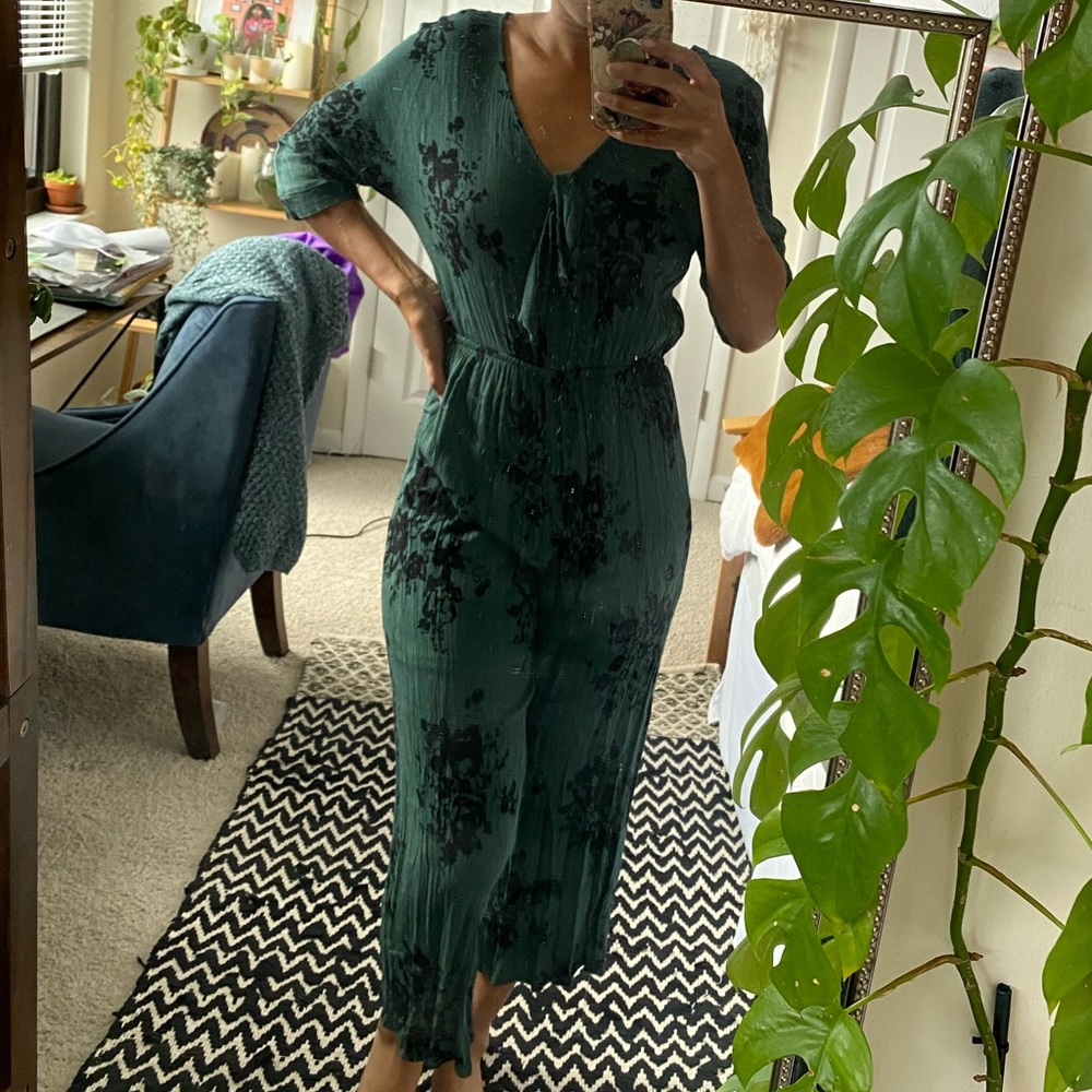 Gorgeous Green Jumpsuit with Floral Accent Print